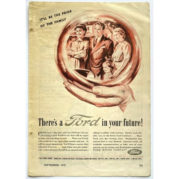 1945 Vintage Old FORD Pride of the Family Magazine Print Ad Popular Mechanics - Picture 2 of 3